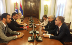 10 May 2018 National Assembly Deputy Speaker Djordje Milicevic in meeting with the Deputy Chairman of the Russian Federal Council International Affairs Committee Sergei Kislyak